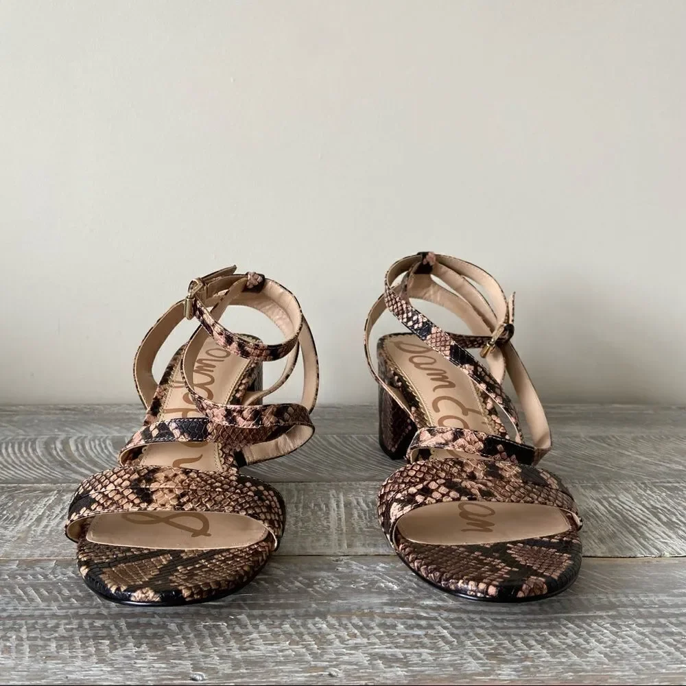 Nwob-sam Edelman- Sammy Snake Print Wrap Around Block Heel Sandal (Size:9.5) - Picture 6 of 10